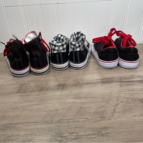 Kids sz 7 Toddler Black, White and Red Canvas Sneaker Bundle of 3 Everyday use - Picture 2 of 15